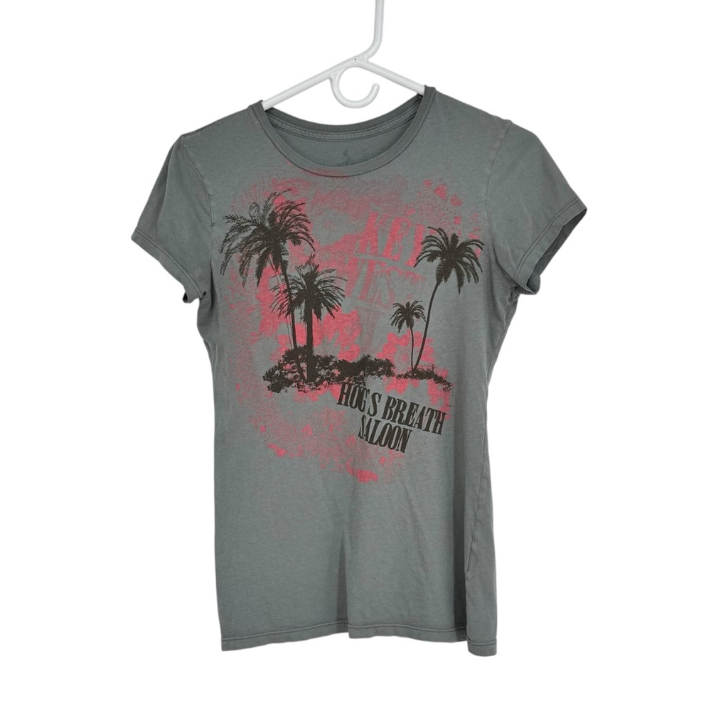 Hogs Breath Saloon/Key West Size Large Gray/Pink SS Cotton T-Shirt
